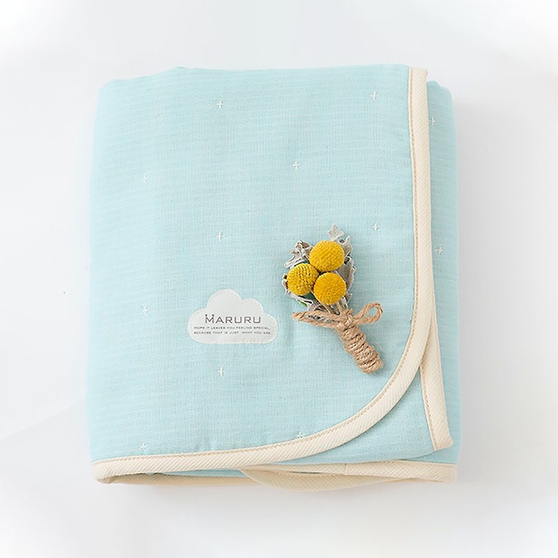 日本製六層紗被 夏日檸檬黃(蓬鬆厚款) L【嬰兒棉被/兒童四季被】 - 嬰兒床/床圍/寢具 - 棉．麻 藍色