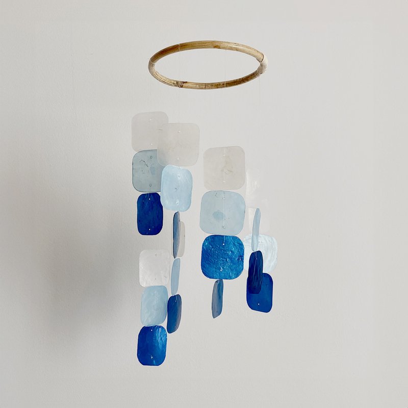 DIY-KIT | Italian Piano-Square-Blue| Shell Wind Chime Mobile | #0-402-BL - อื่นๆ - เปลือกหอย สีน้ำเงิน