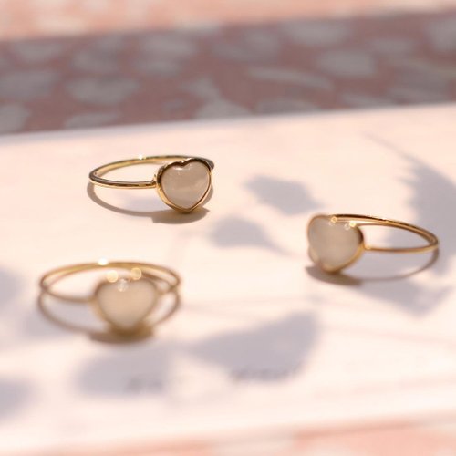 OON JEWELLERY 14k金白心翡翠阿婆戒指