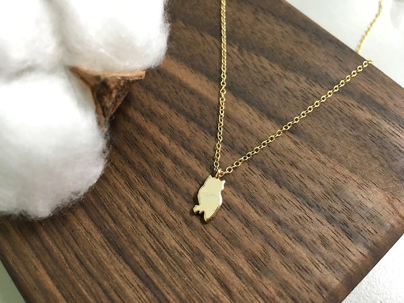 Simple 18K gold necklace Clavicle chain - Owl Valentine's Day gift Special style - สร้อยคอ - โลหะ สีทอง