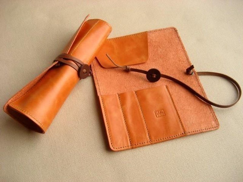 Roll Pen Case MINI Genoa Orange - Pencil Cases - Genuine Leather Orange