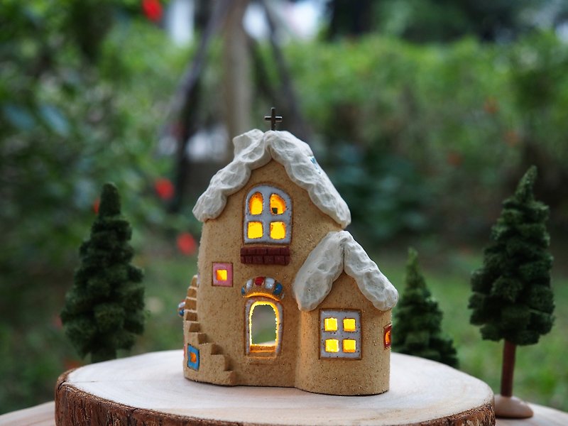 [Lighted House] Pottery Handmade-Lovely Home (without wood accessories and handmade trees) - Lighting - Pottery 