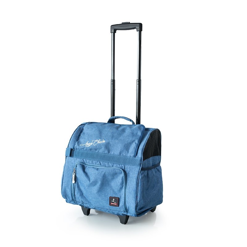 Angel circle multifunctional two-wheeled pet trolley case-light blue - Other - Polyester Blue