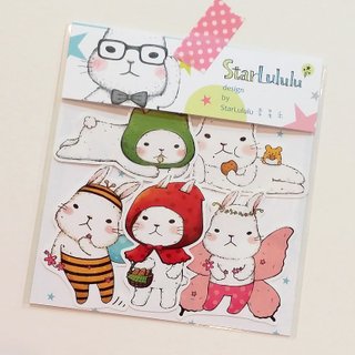 Waterproof sticker / cute white rabbit / group 5 (5 pieces)