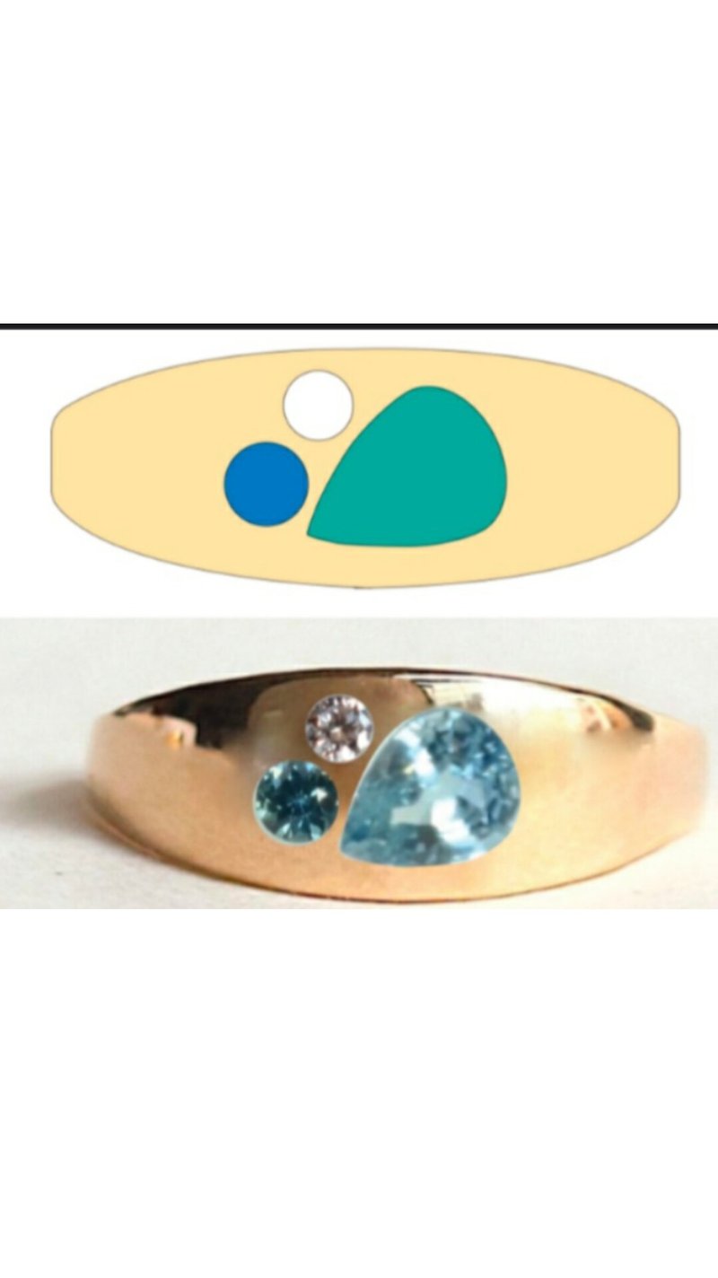 9k Gold and 18k gold ring made to order as customer design - 戒指 - 半寶石 咖啡色