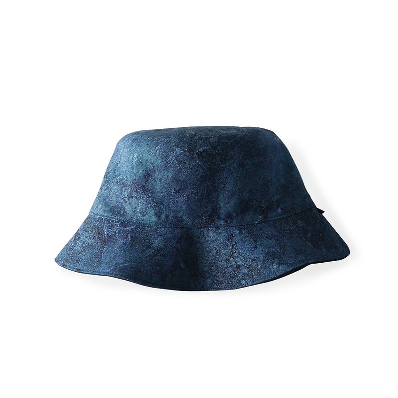 Double-sided fisherman hat - mottled - หมวก - ผ้าฝ้าย/ผ้าลินิน สีน้ำเงิน