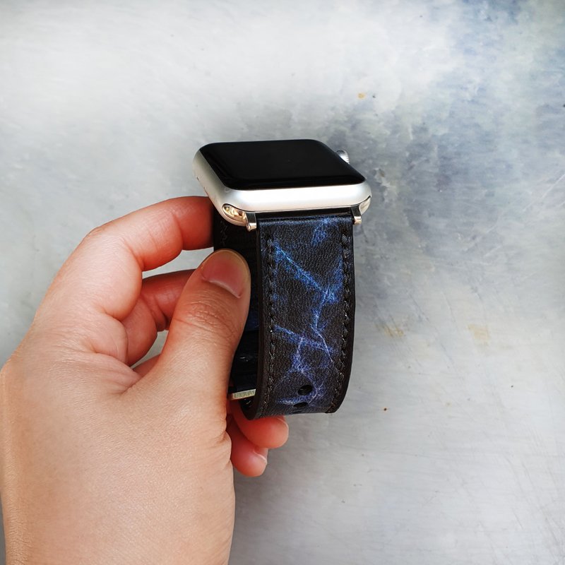 Vintage Apple Watch Band手工系列5系列4系列3系列2系列1 - 錶帶 - 真皮 藍色