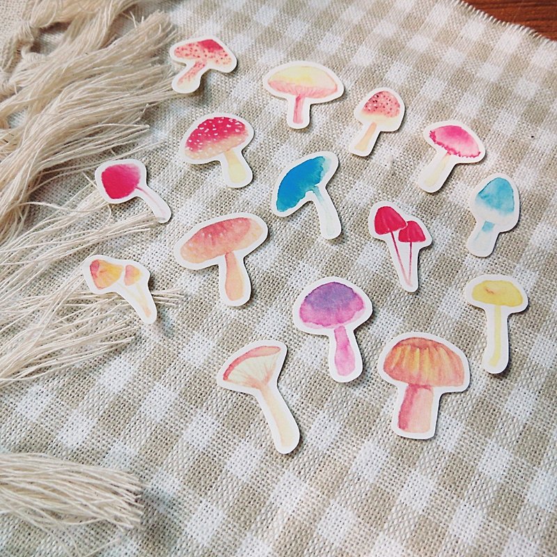 【貼紙】菇の森-15入 - 貼紙 - 紙 多色