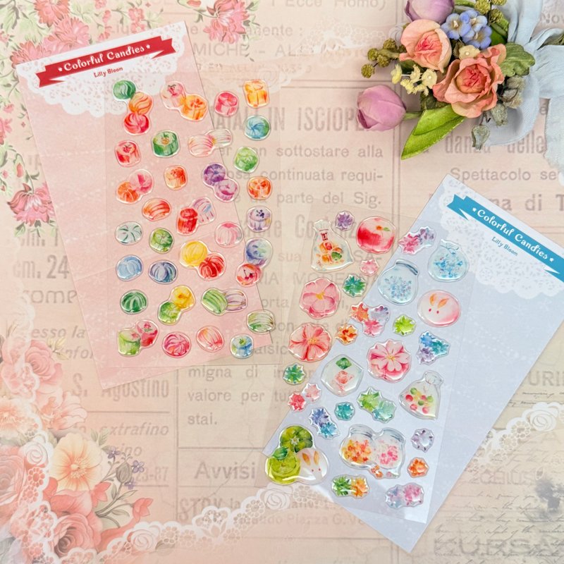 Crystal clear glue candy stickers【Colorful Candies】 - สติกเกอร์ - เรซิน 