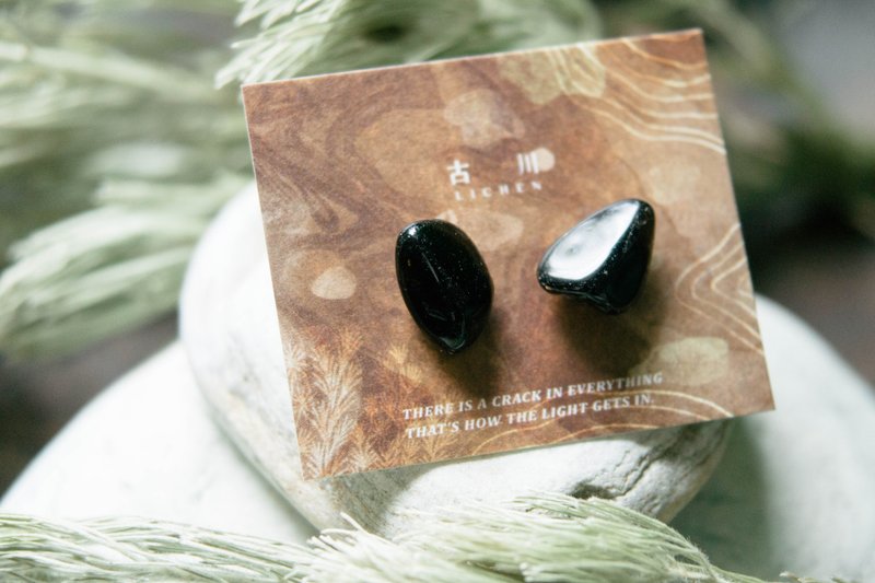 CRACK | 礦物系耳環 |  EARRINGS - 耳環/耳夾/耳骨夾 - 玉石 黑色