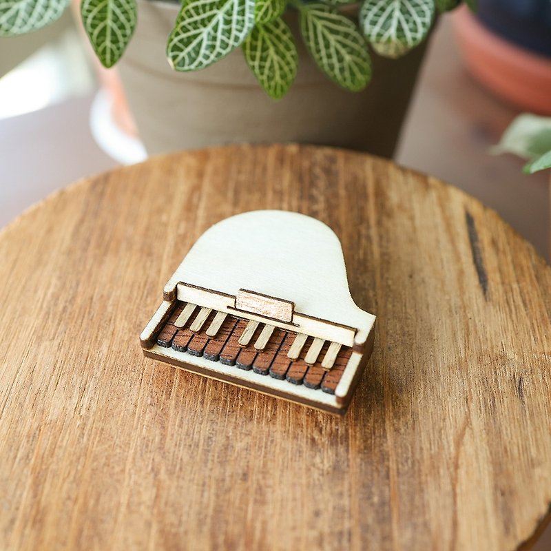| Customized engraving + color selection | Simulated piano pendant key ring dark key music gift - Charms - Wood Brown