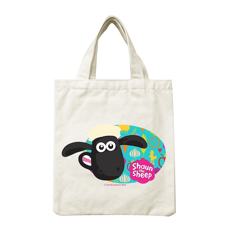 Shaun The Sheep - Handbag Canvas: [Dessert Party], CA1AI09 - กระเป๋าถือ - ผ้าฝ้าย/ผ้าลินิน สีเขียว