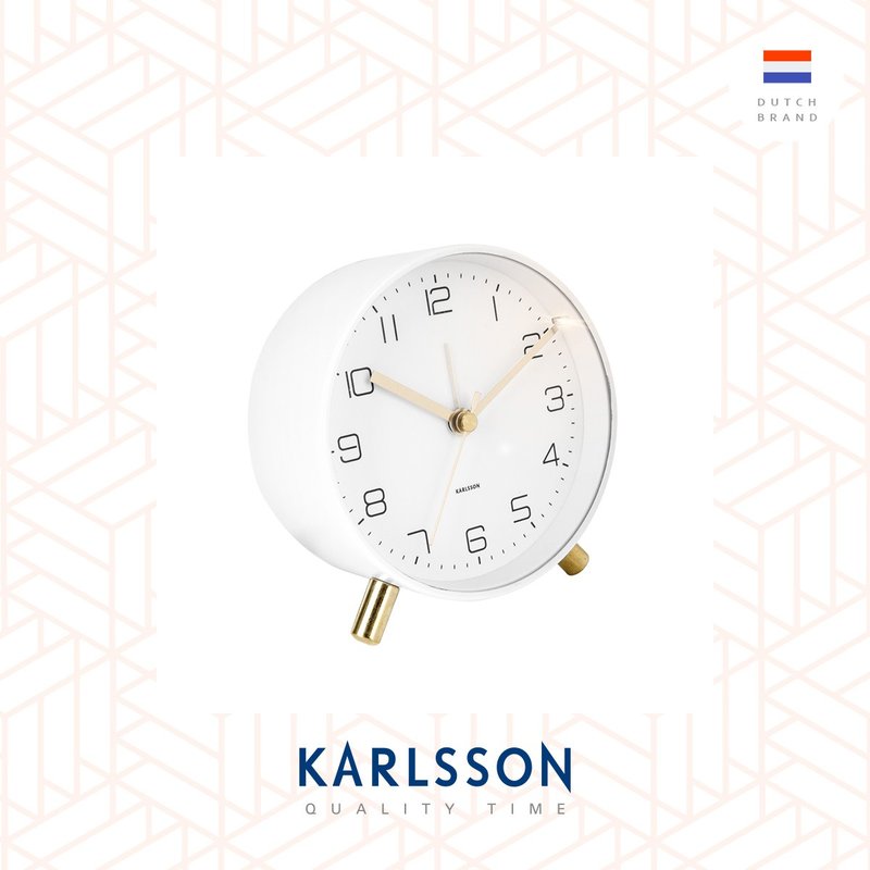 荷蘭Karlsson, Alarm clock Lofty matt white (帶小夜燈功能) - 時鐘/鬧鐘 - 其他金屬 白色