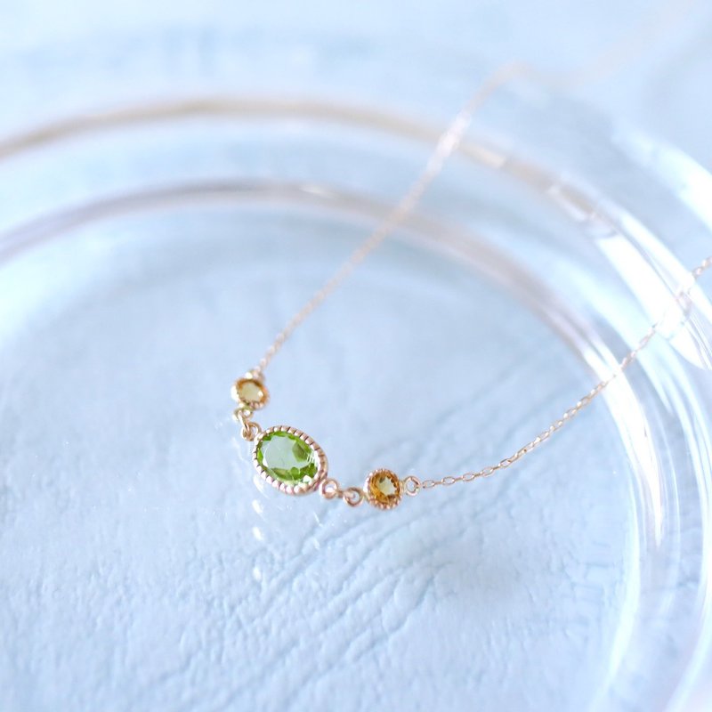 K10 Necklace　Peridot & Citrine - สร้อยคอ - เครื่องเพชรพลอย สีเขียว