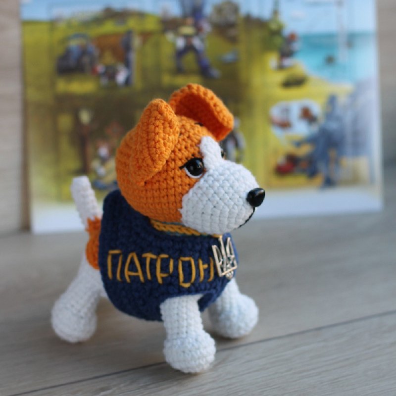 knitted toy dog Patron, hero dog, Jack Russell from Ukraine - Kids' Toys - Other Materials 