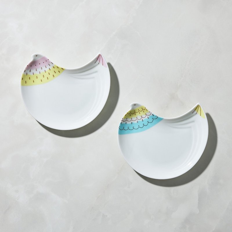 Nippon Haru Kutani-yaki-Fukuma Platter (2-piece set) - Plates & Trays - Porcelain White