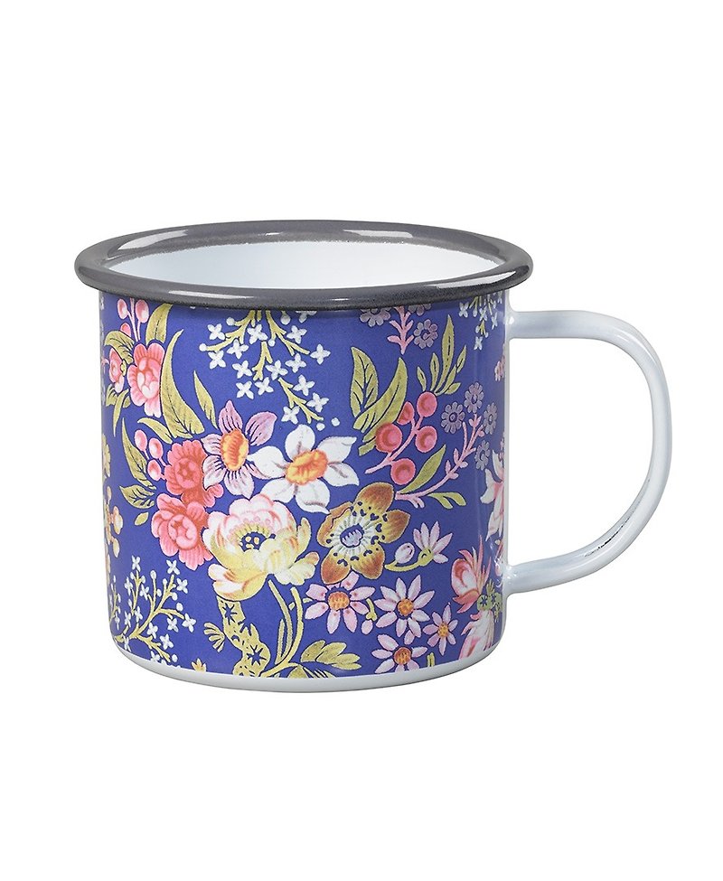 UK imports Wild&Wolf and V&A joint design 珐琅 mug (blue luxury flower sketch) - Mugs - Enamel Blue