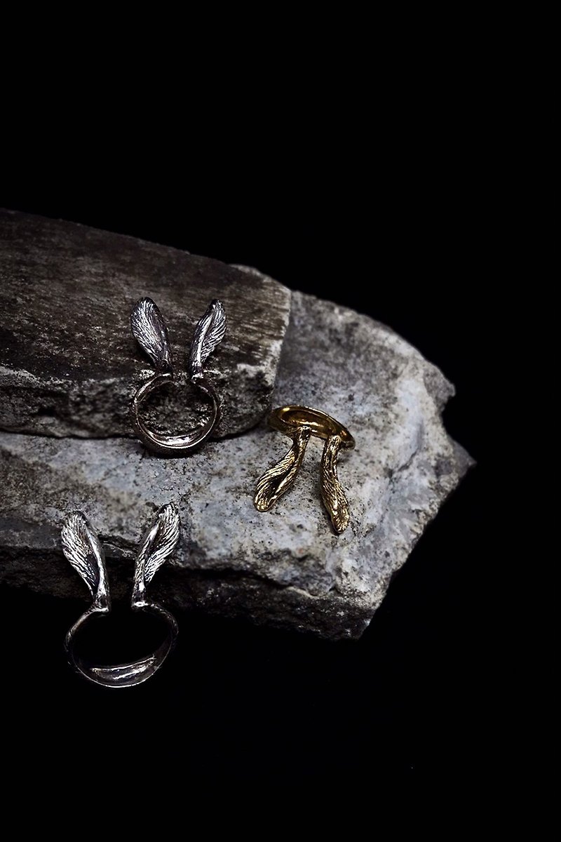 Leporidae Rabbit 925 silver rings - แหวนทั่วไป - โลหะ สีดำ