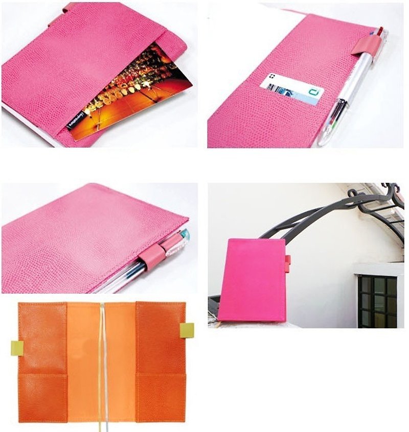 Patina leather handmade custom leather slipcase A5 notebook · off plate - Notebooks & Journals - Genuine Leather Pink