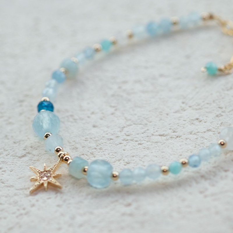 14K gold-filled Naughty Planet Series-Aquamarine Bracelet - Bracelets - Gemstone Blue