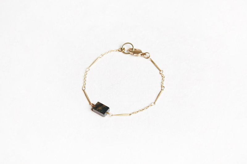 Ocean stone basic bracelet - 海洋石黃銅細鏈手鍊 - 手鍊/手環 - 寶石 金色