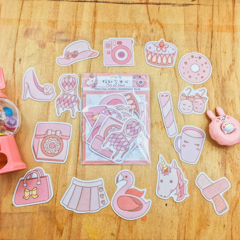 Pink Girl Heart / Sticker Pack - สติกเกอร์ - กระดาษ 