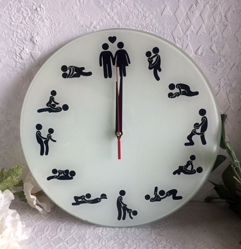 KamaSutra Wall clock,Christmas Gifts,Erotic Watches,Couple Gifts,Erotic design - 時鐘/鬧鐘 - 玻璃 白色