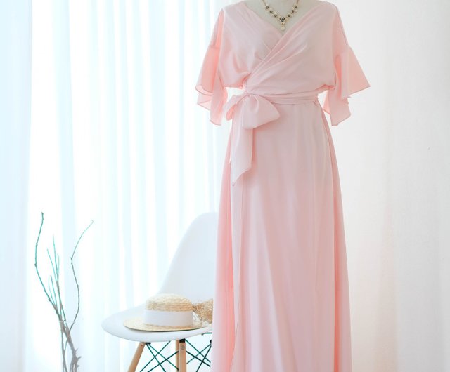 pink blush wrap dress