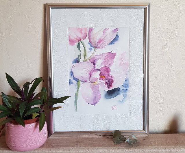 かわいい蘭の花のアートワーク手描き水彩画紙に - ショップ