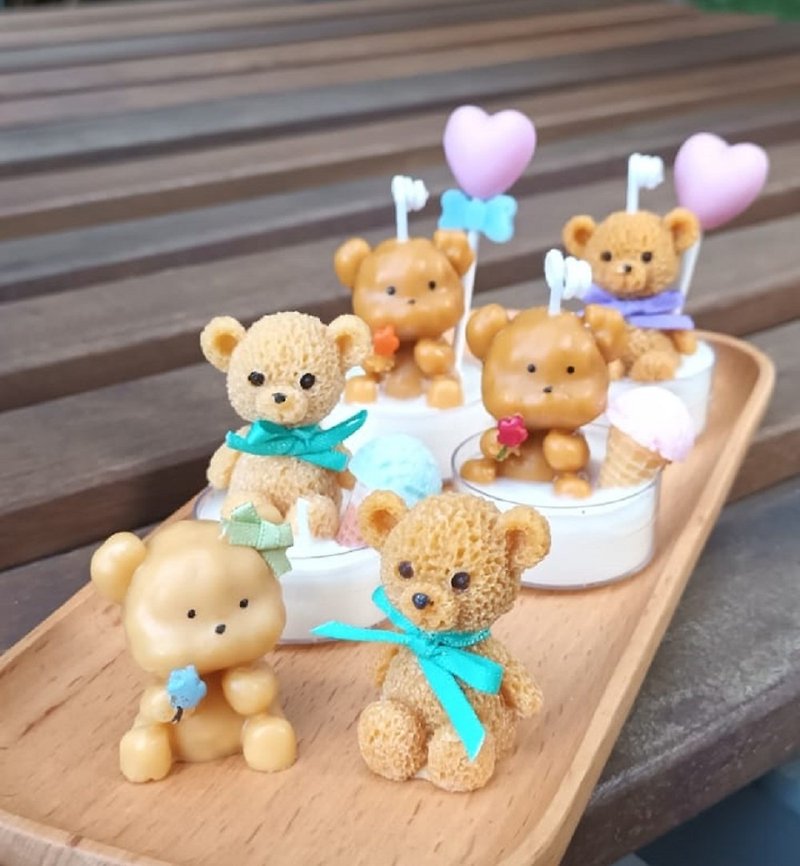 [Customized handmade] Cute bear tea candle wedding reception small return gift scattered water gift 100-day banquet - Candles & Candle Holders - Wax Multicolor
