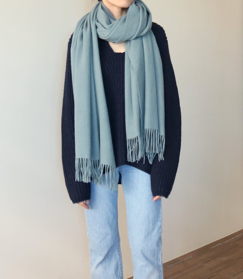Wool Classic Scarf/Mist Blue Mist Green Ready Available - Knit Scarves & Wraps - Wool 