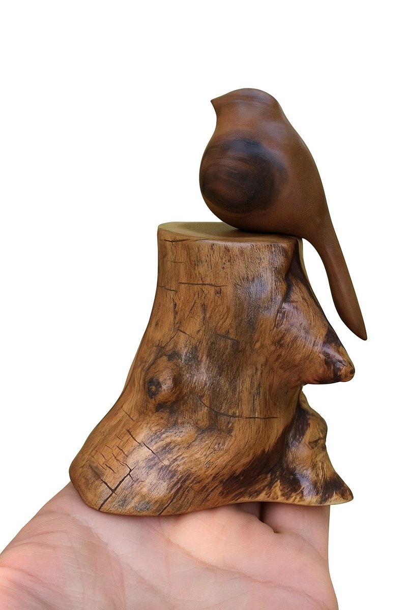 Wooden handcarved bird with stand - 其他 - 木頭 