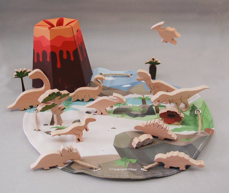 Dinosaur World - ของเล่นเด็ก - ไม้ สีนำ้ตาล