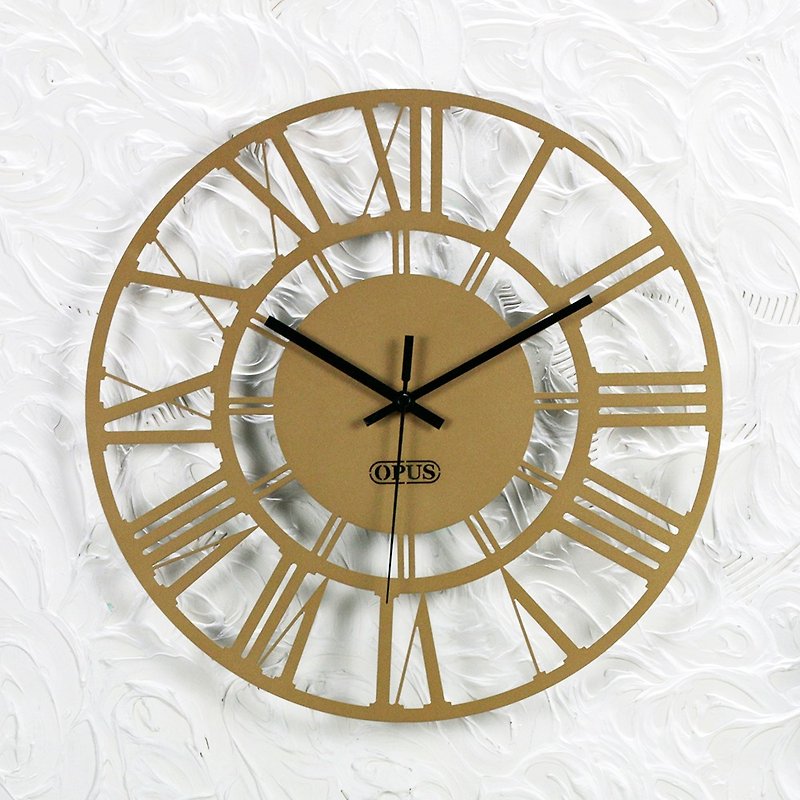 [OPUS東気金属加工]ヨーロッパの鉄時計-ローマ数字（ブロンズゴールド）/サイレントウォールクロック - 時計 - 金属 ゴールド