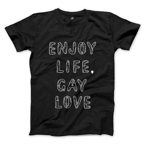 ViewFinder ENJOY LIFE, GAY LOVE - 黑 - 中性版T恤