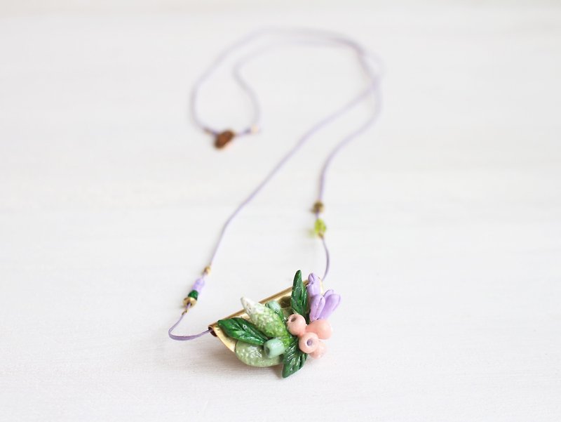 Medicago Sativa_purple flower Necklace I No. 85 Story_Romance Flowers - Necklaces - Clay Green