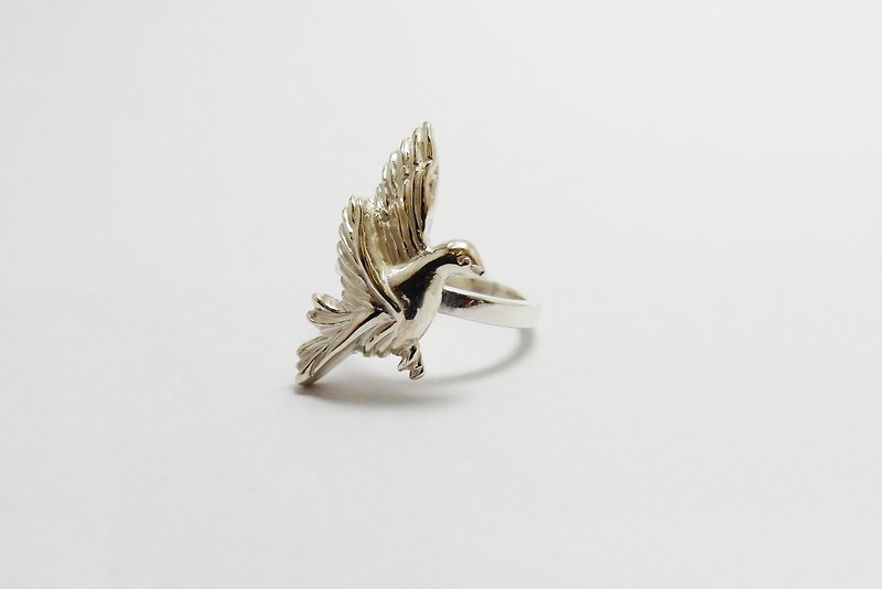 zo.craft Peace Dove Ring/925 Sterling Silver - แหวนทั่วไป - โลหะ สีเทา