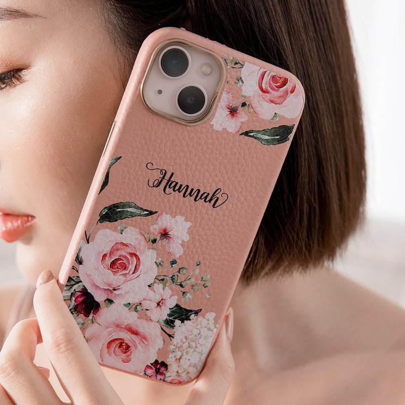 Romantic Rose Honey Lily Shell Honey Lily Powder Natural Leather Shell- iPhone Customized Phone Case - เคส/ซองมือถือ - หนังแท้ สึชมพู