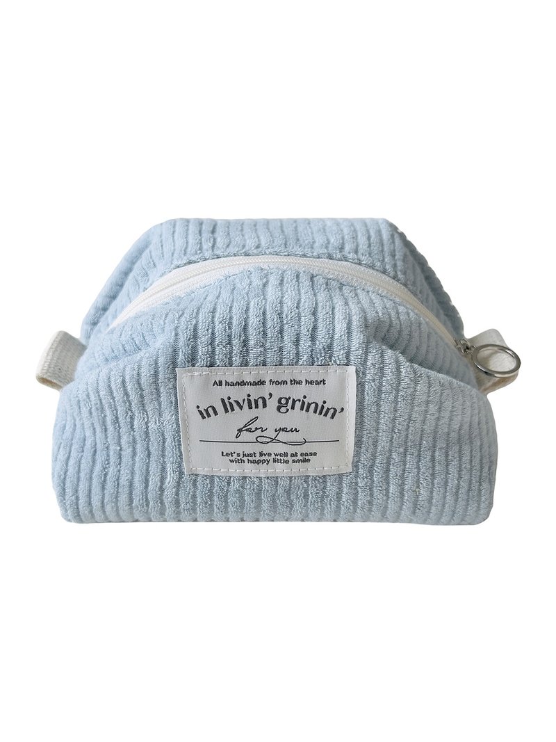 terry corduroy pouch M_baby blue - 化妝包/收納袋 - 其他人造纖維 藍色