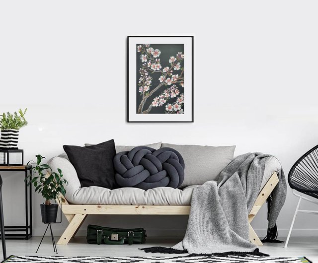 桜の花の絵、花、アート、絵画、オイルパステル、枝、オリジナル