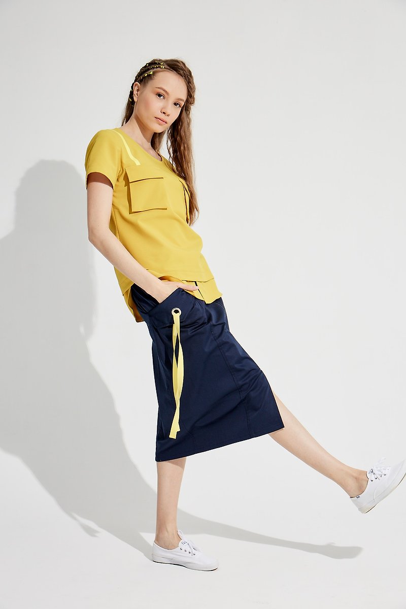 Summer simple casual skirt/(1801SK01BL-S/M) - Skirts - Other Materials 