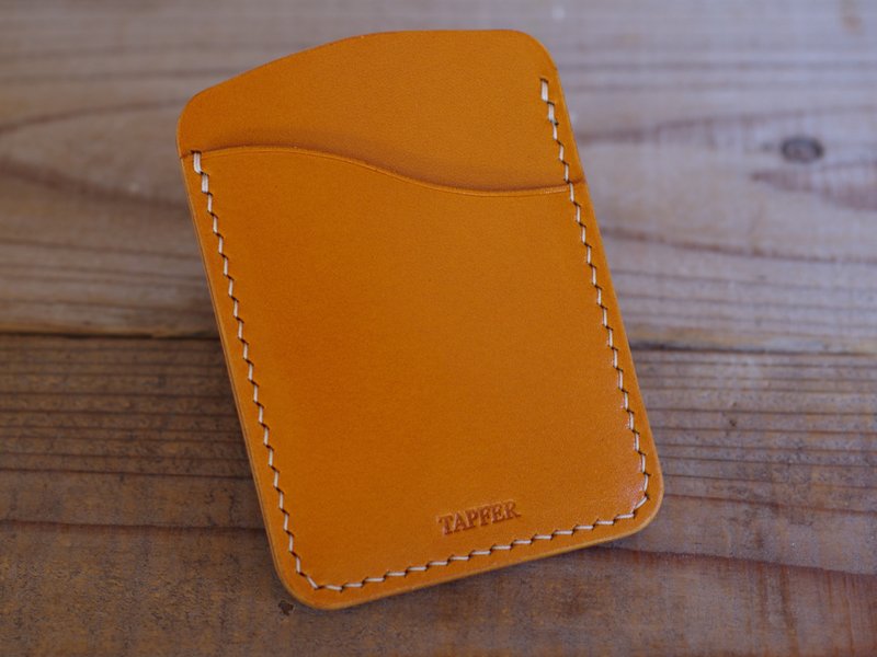 手縫いヌメ革 カードウォレット キャメル - 錢包/皮夾/長短夾 - 真皮 橘色