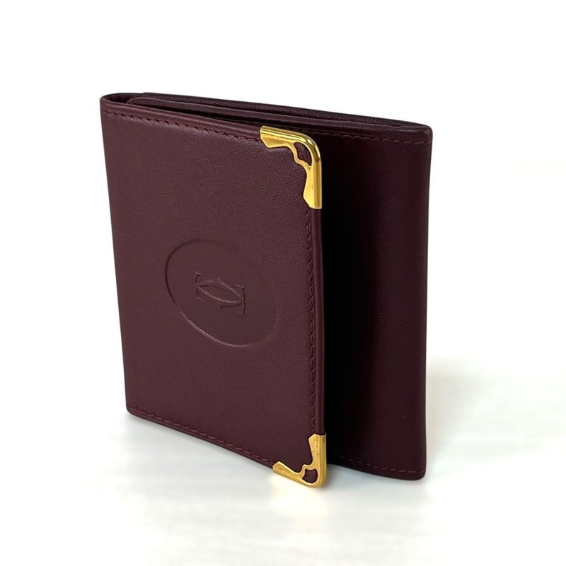 本物 Cartier カルティエ コインケース 小銭入れ マストライン レザー ボルドー 赤 美品 中古 - 零錢包/小錢包 - 真皮 紅色