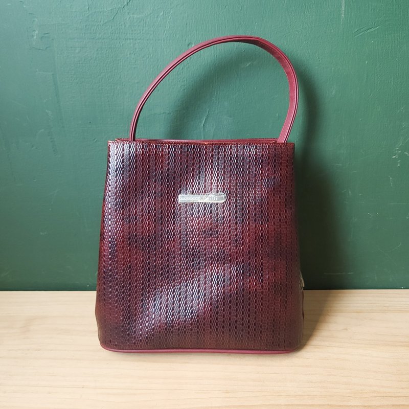 [Arctic second-hand groceries] Early CaiDi burgundy dual-purpose shoulder bag - กระเป๋าถือ - วัสดุอื่นๆ สีแดง