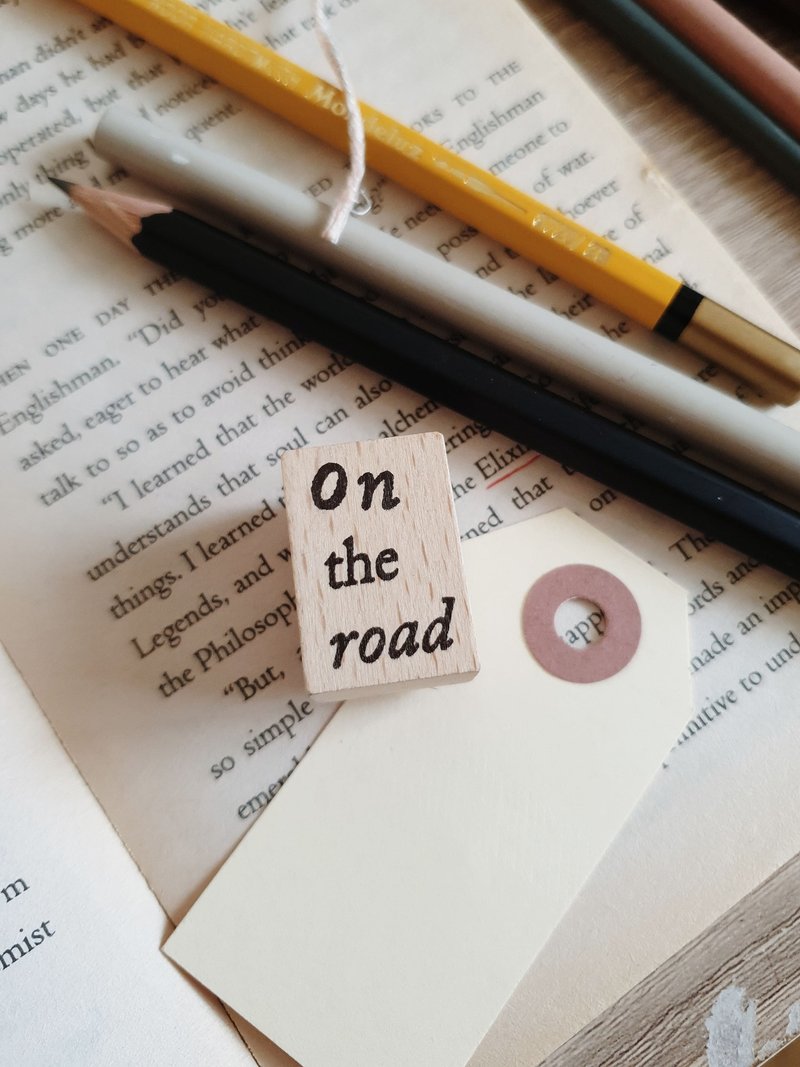 on the road traveling rubber stamp for journaling - ตราปั๊ม/สแตมป์/หมึก - ไม้ สีนำ้ตาล