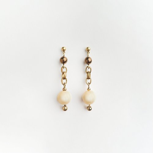 JUelry Design 鏈結耳環 (米白) - Chain Knot Earrings (beige)