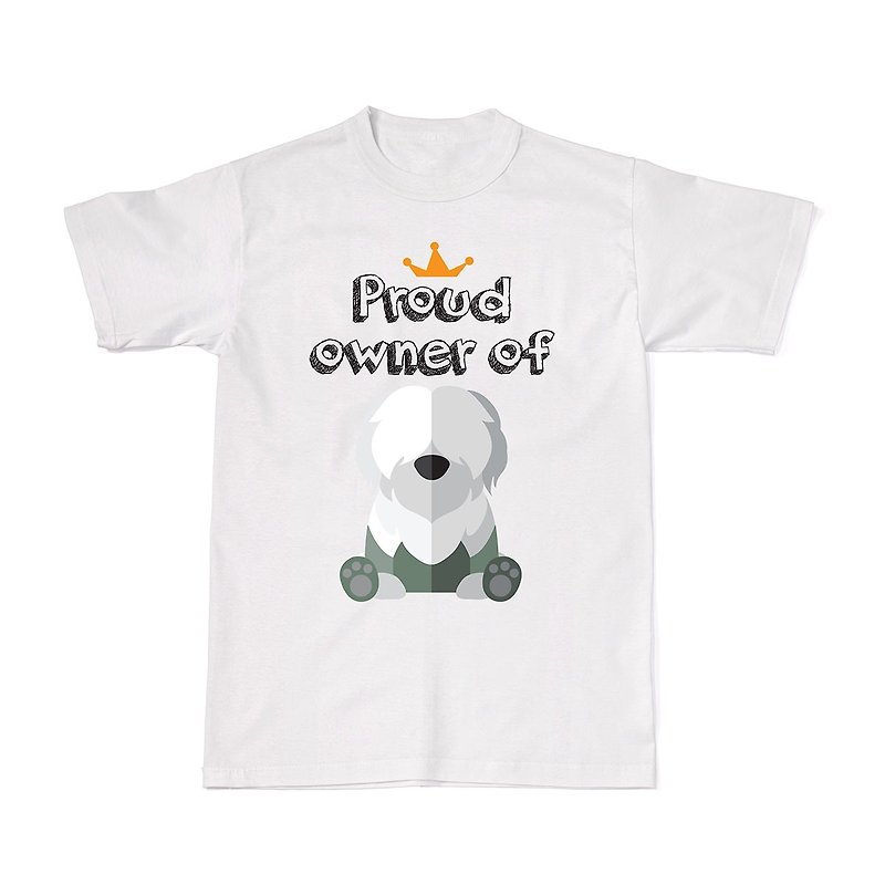 誇り高き犬の飼い主のTシャツ-オールドイングリッシュシープドッグ - Tシャツ - コットン・麻 ホワイト