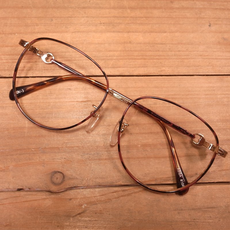 老骨頭 類豹紋圓框金屬鏡框K 古董 vintage - 眼鏡/眼鏡框 - 其他金屬 多色