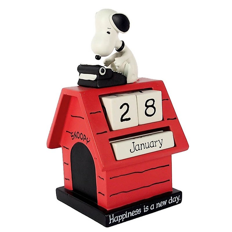 Snoopy handmade calendar sculpture-Snoopy and the Red House【Hallmark-Peanuts Snoopy】 - ของวางตกแต่ง - ดินเผา สีแดง