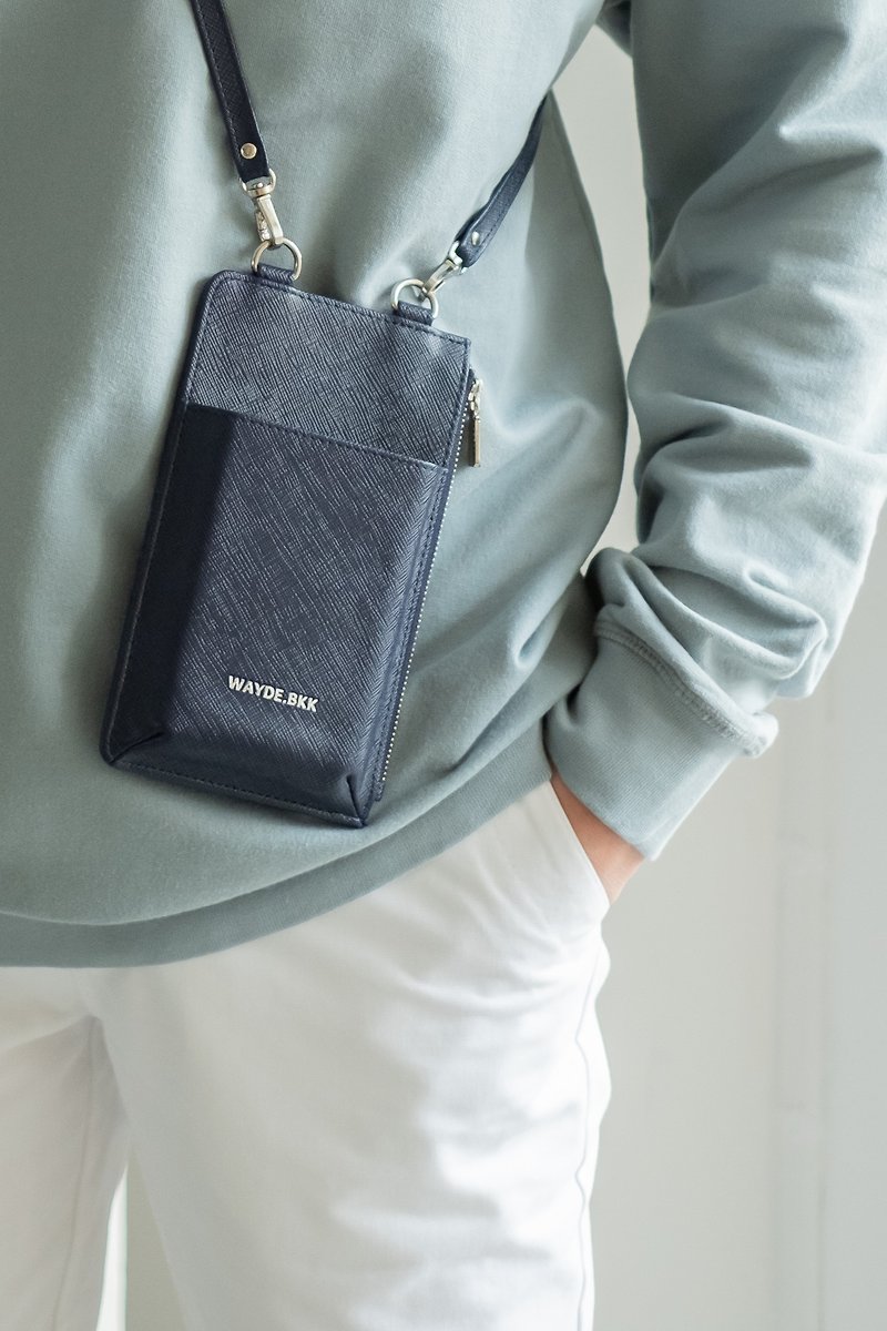 Basic Crossbody phone bag NAVY - 側背包/斜孭袋 - 其他材質 藍色